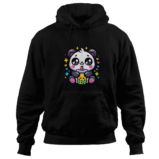 Panda Pet Kawaii Panda Drinking Boba Bubble Tea Cute Anime For Kids 1 Hoodies