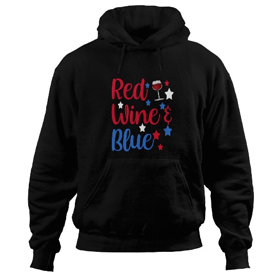 Wines Fun Red Wines and Blue vintages 4th of July Funny Liquor Hoodies
