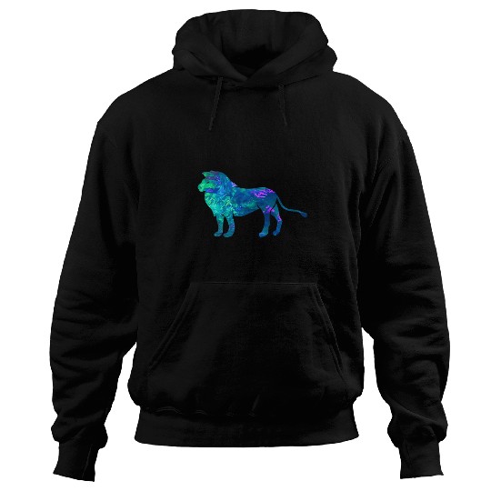 Lion Pet Cyan Blue Violet teal Lion For Animal lover Christmas Hoodies