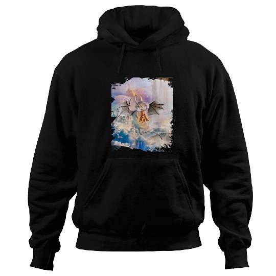 Dragon Pet Galaxy Cat Dragon Eat Pizza in Space Hoodies