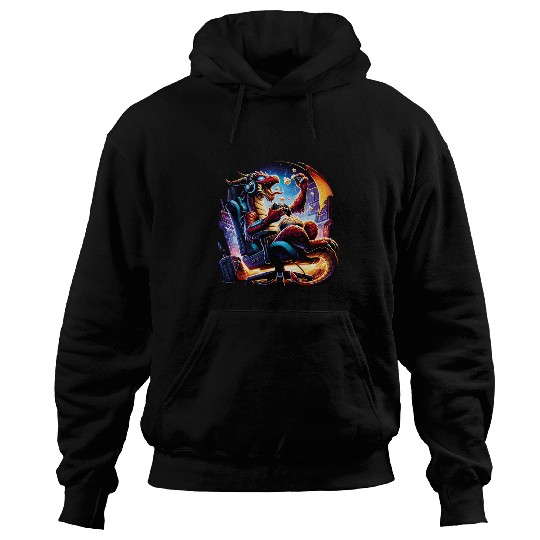 Dragon Pet Gamer Dragon Playing Video Games Vr Eating Popcorn Hoodies