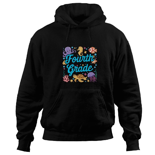 Turtle Pet Fourth Grade Under The Sea Underwater Turtle Fish School Hoodies