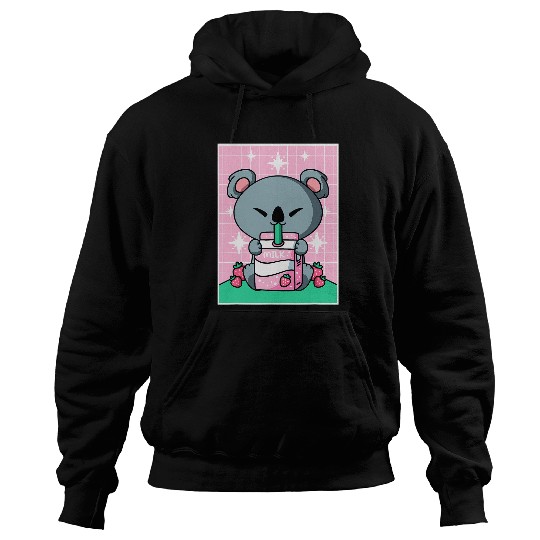 Koala Pet Bear Strawberry Milk Shake Carton Kawaii Anime Hoodies