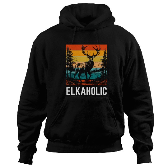 Elk Hunting Elkaholic Antler Funny Elk Hunting Hoodies