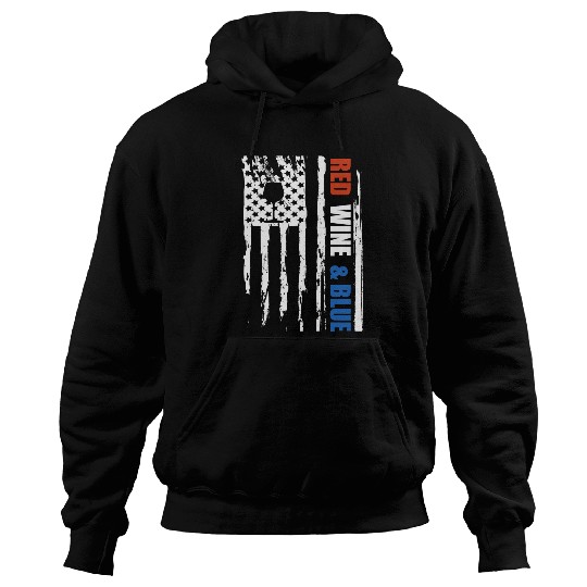 Wines Fun Red Wines and Blue vintages 4th of July Funny Liquor 8 Hoodies