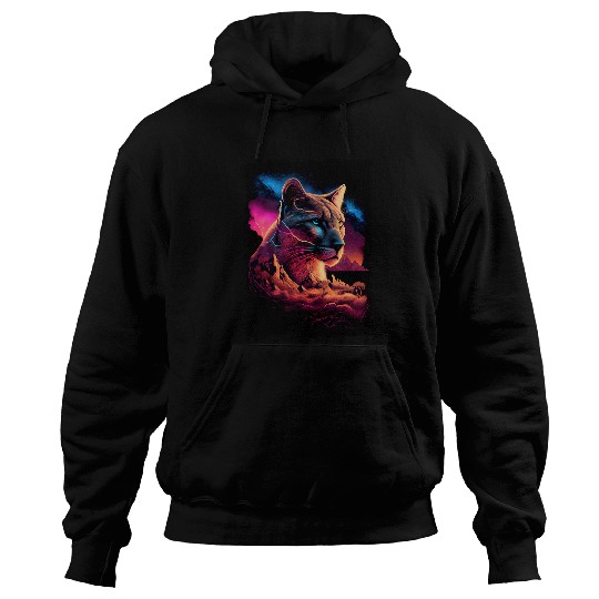 Lion Pet Cougar mountains sunset mountain lion retro vintages 3 Hoodies