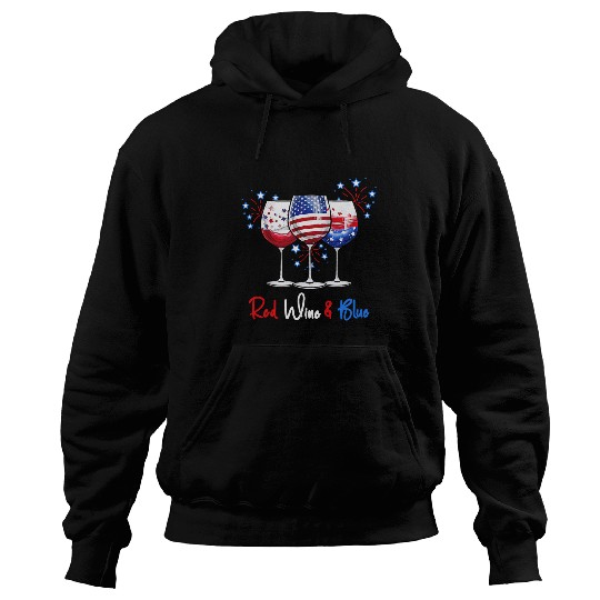 Wines Fun Red Wines Blue 4th of July Red White Blue Wines Glasses 1 Hoodies