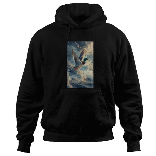Duck Pet Mallard Duck Mallard Flying Wildlife Nature Storm Hoodies