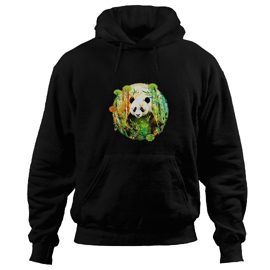 Panda Pet Kawaii Panda Munchies Fun with Bamboo in Bamboo Forest Chin Hoodies