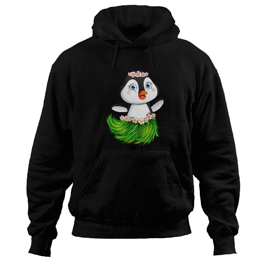 Penguin Pet Luau Hawaiian Penguin Flowers Summer Vacation Boys Girls Hoodies
