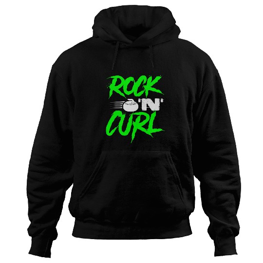 Rock N Curl Funny Ice Curling Rock Pun Curling Hoodies