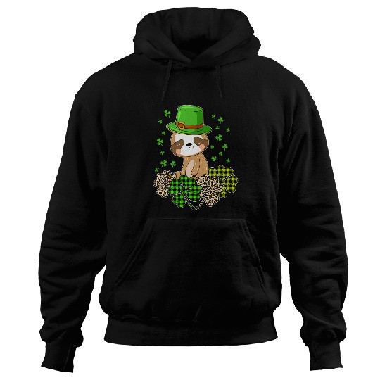 Sloth Pet St Patrick s Day Sloth Green buffalo plaids Shamrock Hoodies