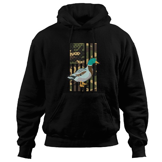 Mallard Duck Hunting American Flag USA Duck Hunters Hoodies
