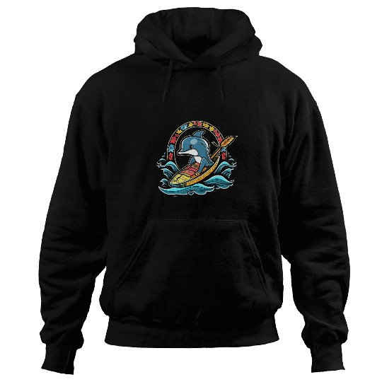 Kayaking Dolphin Kawaii Kayaker Kayak Canoe Canoeing 1 Hoodies