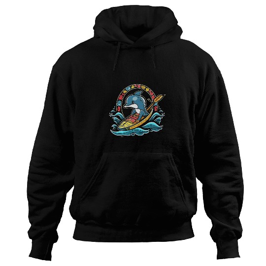 Kayaking Dolphin Kawaii Kayaker Kayak Canoe Canoeing 1 Hoodies