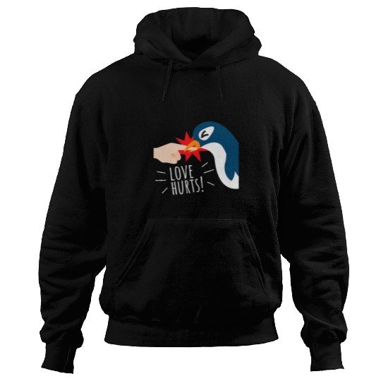 Penguin Pet Love Hurts Penguin Funny Cute Valentines Day Hoodies