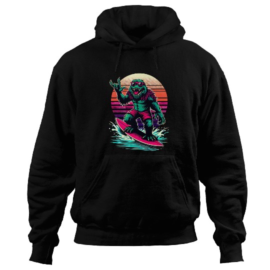 Surf Monster Surfing Cryptid Sea Creature vintages Surf Beast 1 Hoodies