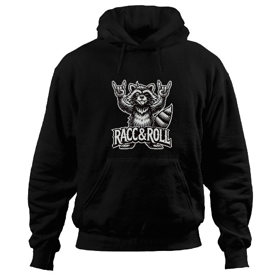 Raccoon Pet Racc Roll Rock Music Lover Trash Panda Meme Hoodies