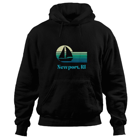 Newport Rhode Island Sailing Retro Style Sail Boat Vintage Hoodies