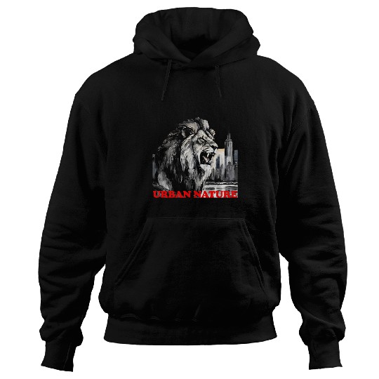 Lion Pet Roaring King of New York City Urban Nature Cityscape Hoodies