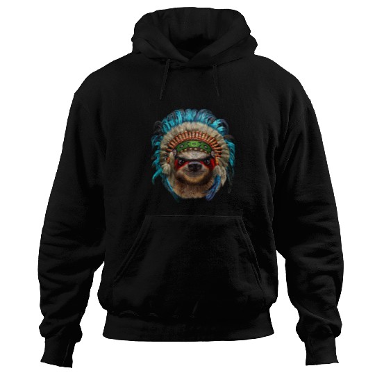 Sloth Pet Giant Sloth wearing Native American Indian Warrior Headdress Hoodies