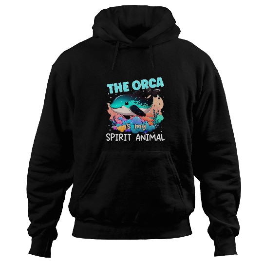 Panda Pet Orca Is My Spirit Animal Sea Panda Funny Orca killer whale Hoodies