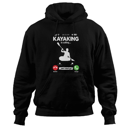 The Kayaking Is Calling Retro Canoe Men Kayaking Hoodies
