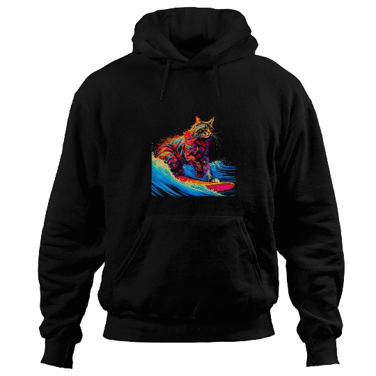 Surfing Maine Coon Cat Surf Hoodies