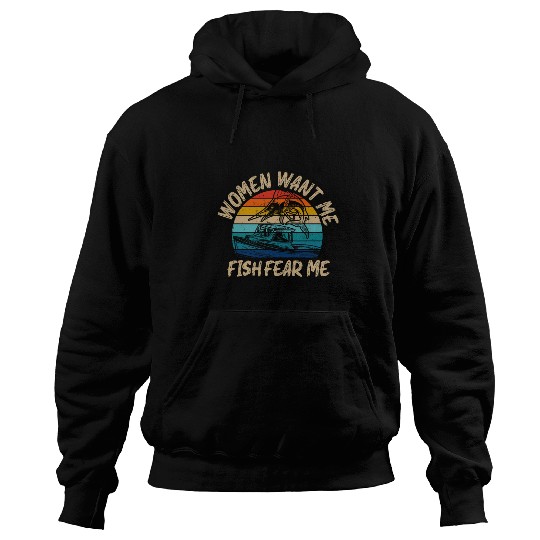Mens Women Want Me Fish Fear Me Fisherman Funny Bass Fishing Hoodies