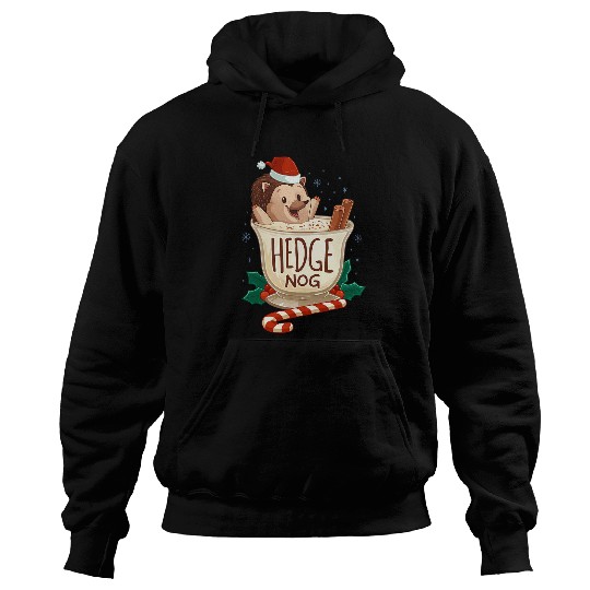 Hedgehog Pet Funny xmass Hedge Nog Hedgehog Eggnog Christmas Hoodies
