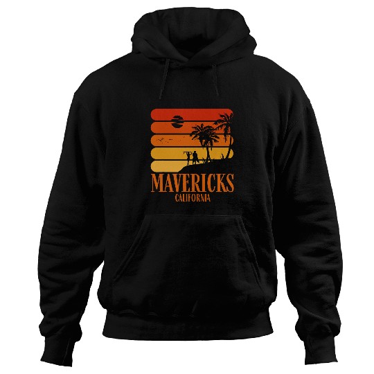 Surfing vintages Mavericks Beach californias Retro Surf Hoodies