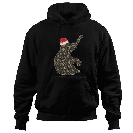 Elephant Pet Christmas Santa Hat Camouflage Illustration Hoodies