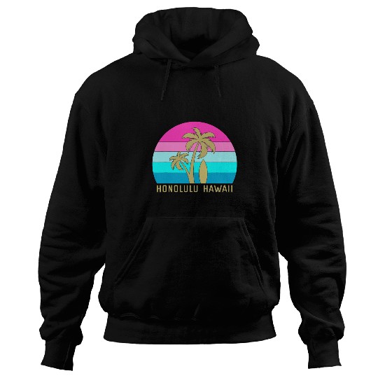 Surf Surfing Palm Tree Family Beach Vacation Honolulu Hawaii Hoodies