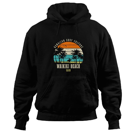 Surfing Waikiki Beach Oahu Hawaiian Surf Culture Hoodies