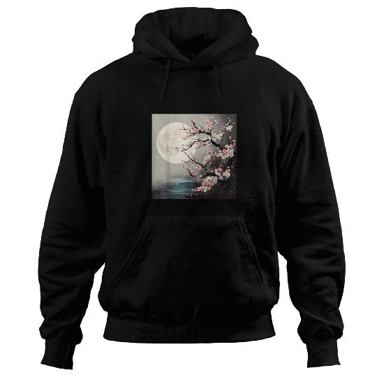 Midnight Magic in a Blossoming Cherry Blossom Garden Hoodies