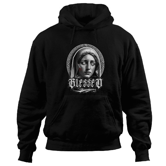 Mother Mary Blessed Tattoo Hoodies