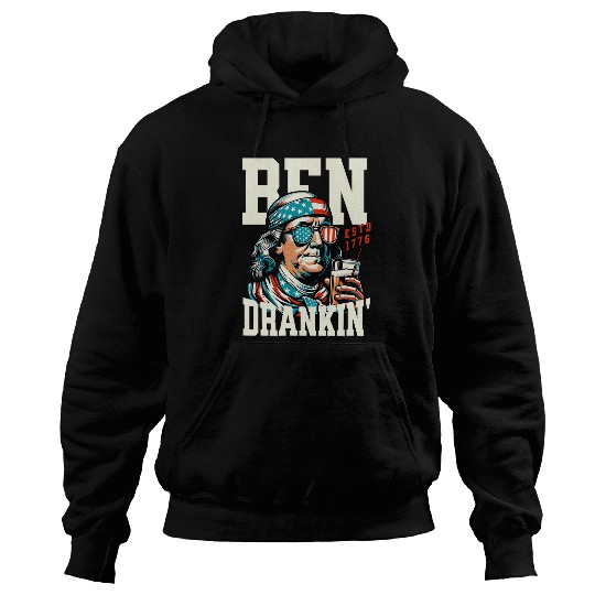Beer Fun Ben Drankin 4th of July USA Beer Drinking Patriotic 6 Hoodies
