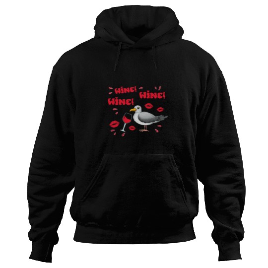 Wines Fun Seagull Bird Lover Shorebird Seagulls Wines Lover Hoodies