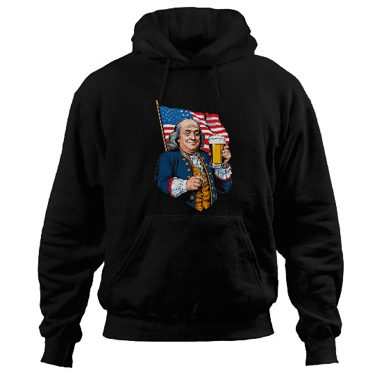 Beer Fun Benjamin Franklin With Beer Mug Design Hoodies