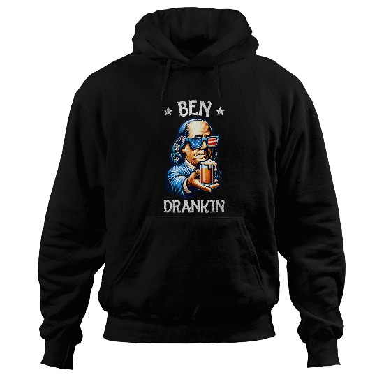 Beer Fun Ben Drankin 4th Of July USA Flag Men Drinking Beer 6 Hoodies