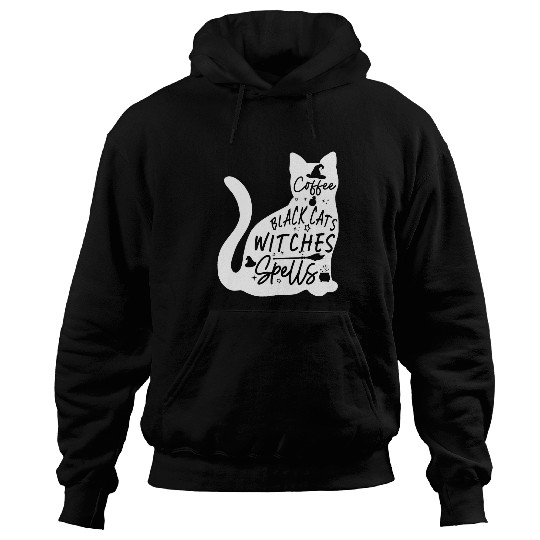 Coffee Fun Black Cats Witches and Spells Witch Spooky Season Hoodies
