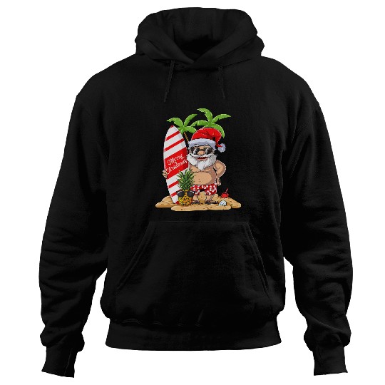 Surf Life Christmas in July Santa Hawaiian Summer Surf Surfing Surfer Hoodies