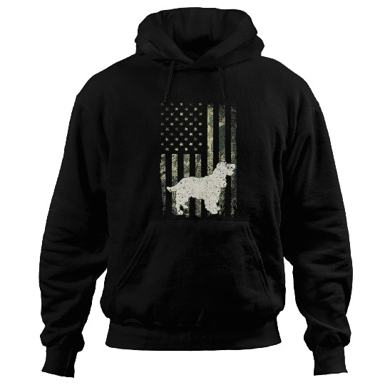 Cocker Spaniel Dog Dad Mom Camouflage USA Flag Hoodies