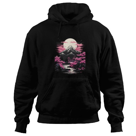 Aesthetic Samurai Art Retro Sakura Landscape Anime Hoodies