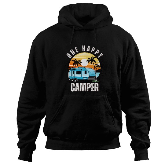 One Happy Camper Caravan Trailer Outdoor Camping Vacation Hoodies
