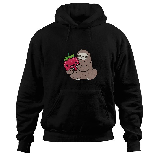 Sloth Pet With Raspberry Fruit Cute Raspberries And Sloth Hoodies