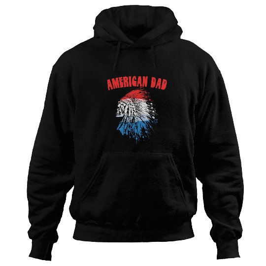 American Dad Retro Native American Indian Skull Headdress Hoodies