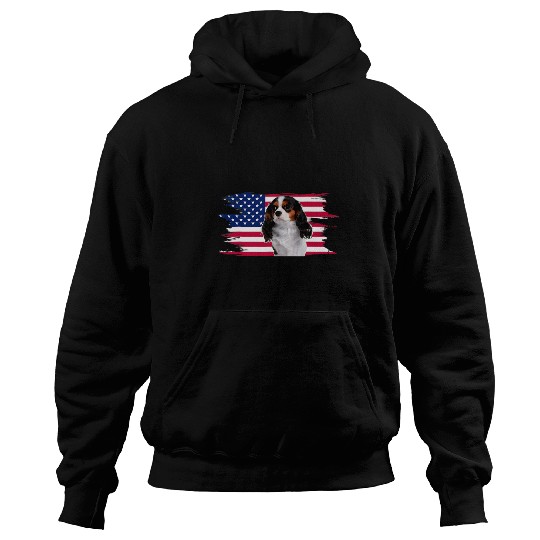 American Flag Dog Cavalier King Charles Spaniel Hoodies