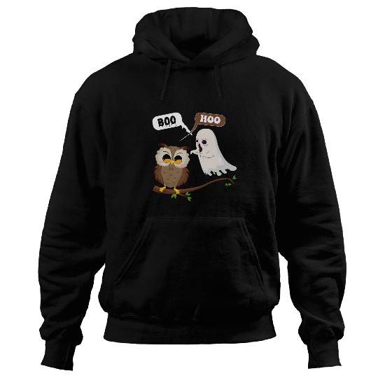 Owl Pet Funny Halloween Ghosts And Owl Saying Boo Hoo Spooky Season Hoodies