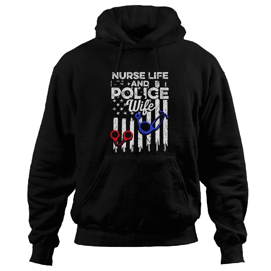 Police Wife nurses Life USA Flag RN Mom 9 Hoodies